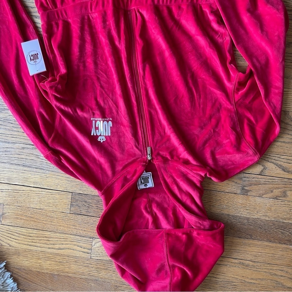 NEW Juicy Couture Velour One Piece Jumpsuit Flash Red Barbie Size XXL NWT - Picture 7 of 9